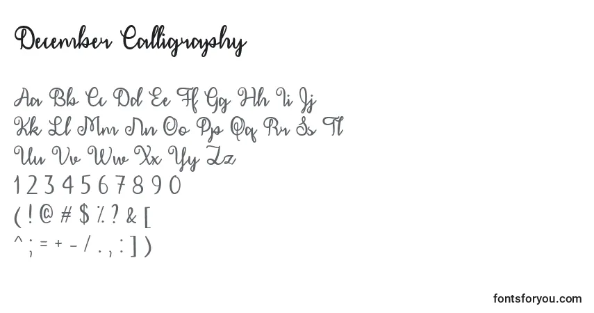 Шрифт December Calligraphy   (124729) – алфавит, цифры, специальные символы