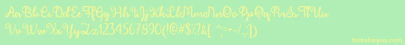 December Calligraphy   Font – Yellow Fonts on Green Background