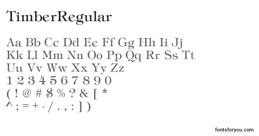 TimberRegular-fontti – aakkoset, numerot, erikoismerkit
