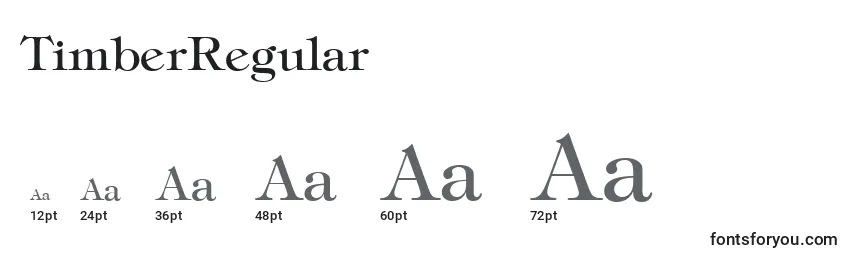 Размеры шрифта TimberRegular