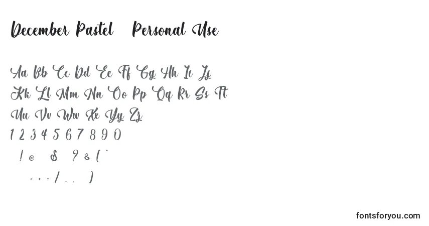 A fonte December Pastel   Personal Use – alfabeto, números, caracteres especiais