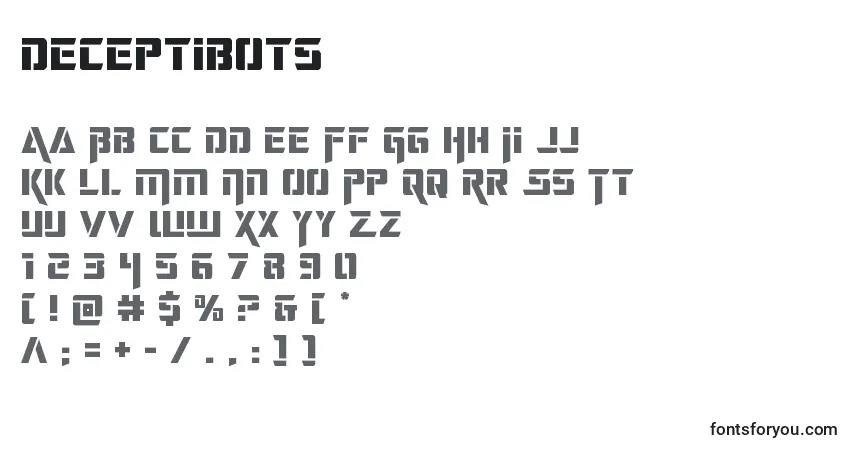 Deceptibots-fontti – aakkoset, numerot, erikoismerkit
