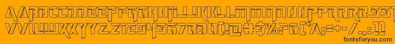 deceptibots3d-Schriftart – Schwarze Schriften auf orangefarbenem Hintergrund