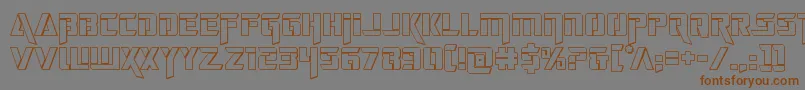 フォントdeceptibots3d – 茶色の文字が灰色の背景にあります。