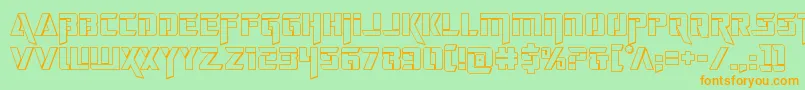 deceptibots3d-Schriftart – Orangefarbene Schriften auf grünem Hintergrund
