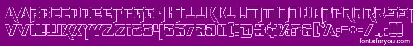 deceptibots3d-Schriftart – Weiße Schriften auf violettem Hintergrund