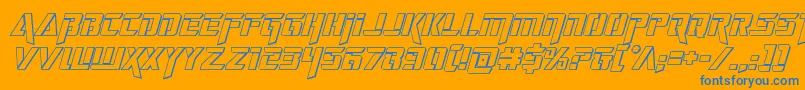 deceptibots3dital-Schriftart – Blaue Schriften auf orangefarbenem Hintergrund