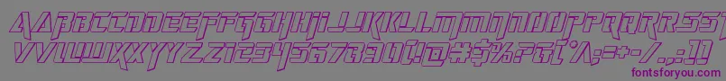 フォントdeceptibots3dital – 紫色のフォント、灰色の背景