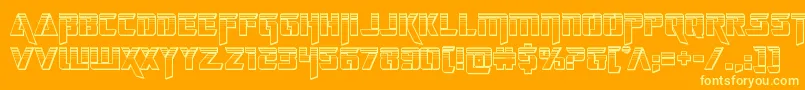 deceptibotschromium-Schriftart – Gelbe Schriften auf orangefarbenem Hintergrund