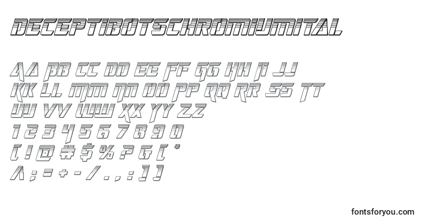 A fonte Deceptibotschromiumital – alfabeto, números, caracteres especiais