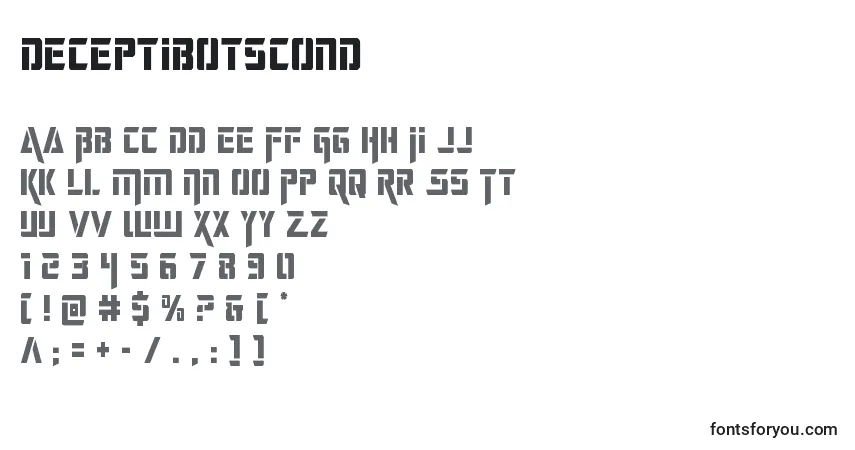 Czcionka Deceptibotscond – alfabet, cyfry, specjalne znaki