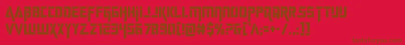 deceptibotscond-Schriftart – Braune Schriften auf rotem Hintergrund