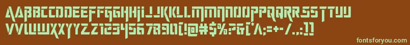 フォントdeceptibotscond – 緑色の文字が茶色の背景にあります。