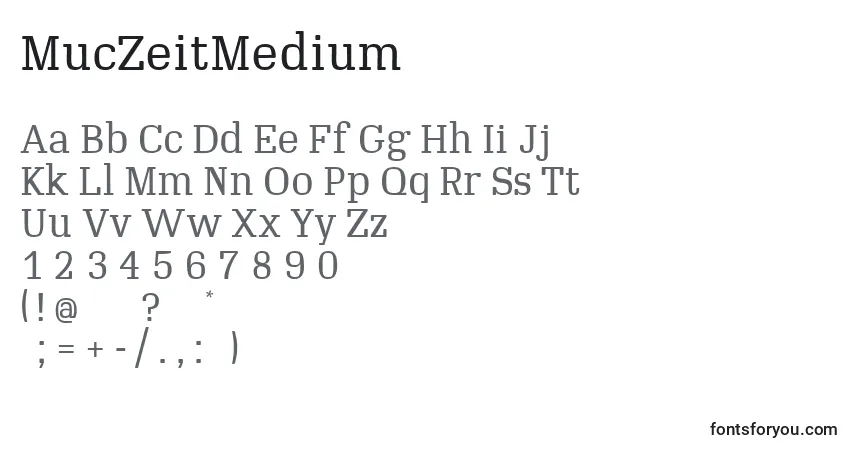 MucZeitMedium-fontti – aakkoset, numerot, erikoismerkit