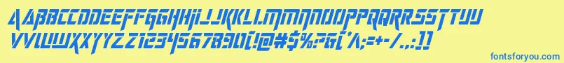 フォントdeceptibotscondital – 青い文字が黄色の背景にあります。