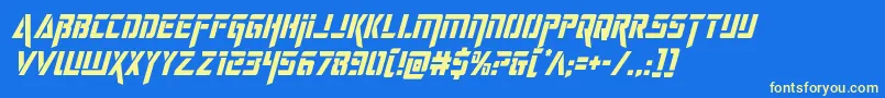 フォントdeceptibotscondital – 黄色の文字、青い背景