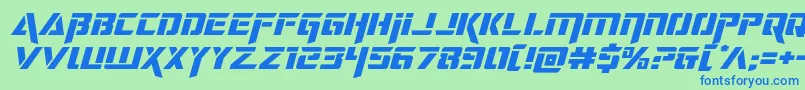 フォントdeceptibotsexpandital – 青い文字は緑の背景です。