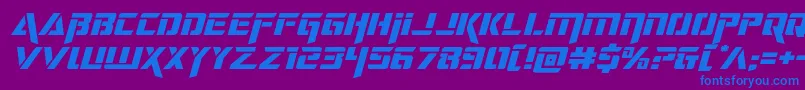 フォントdeceptibotsexpandital – 紫色の背景に青い文字