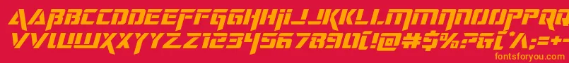 フォントdeceptibotsexpandital – 赤い背景にオレンジの文字