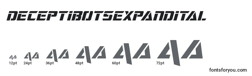 Размеры шрифта Deceptibotsexpandital