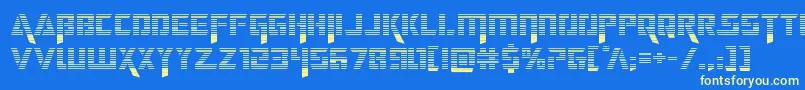 deceptibotsgrad-Schriftart – Gelbe Schriften auf blauem Hintergrund