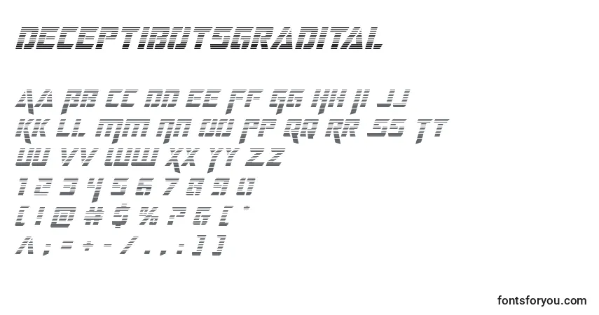 Schriftart Deceptibotsgradital – Alphabet, Zahlen, spezielle Symbole