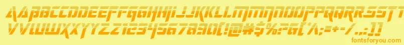フォントdeceptibotshalfital – オレンジの文字が黄色の背景にあります。
