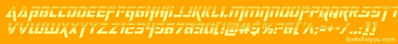 deceptibotshalfital-Schriftart – Gelbe Schriften auf orangefarbenem Hintergrund