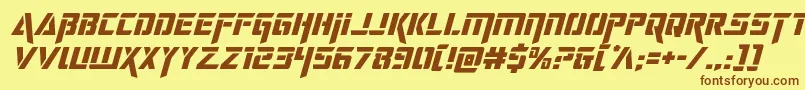 フォントdeceptibotsital – 茶色の文字が黄色の背景にあります。