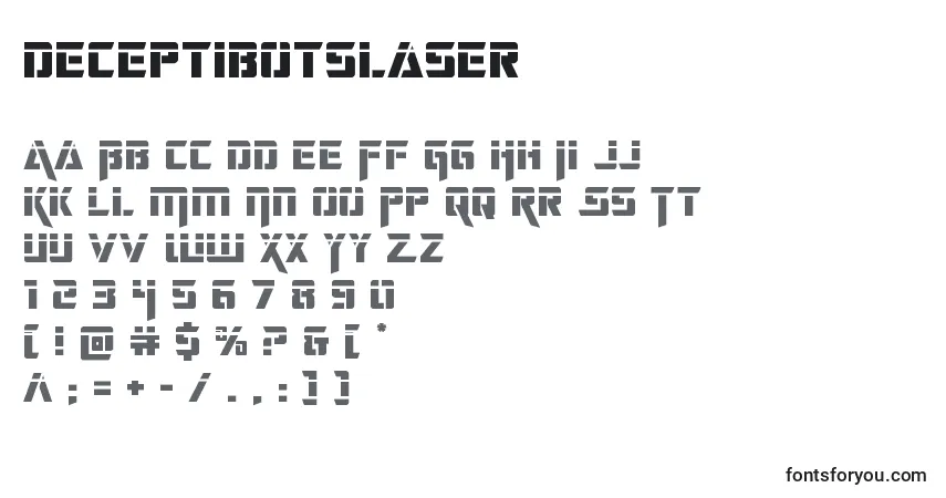 A fonte Deceptibotslaser – alfabeto, números, caracteres especiais