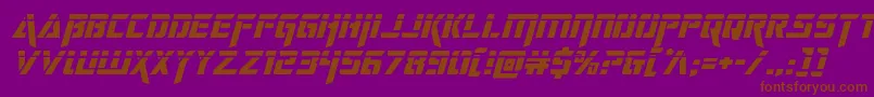 deceptibotslaserital-Schriftart – Braune Schriften auf violettem Hintergrund