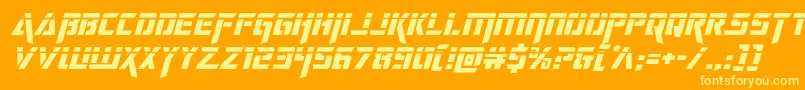 deceptibotslaserital-Schriftart – Gelbe Schriften auf orangefarbenem Hintergrund