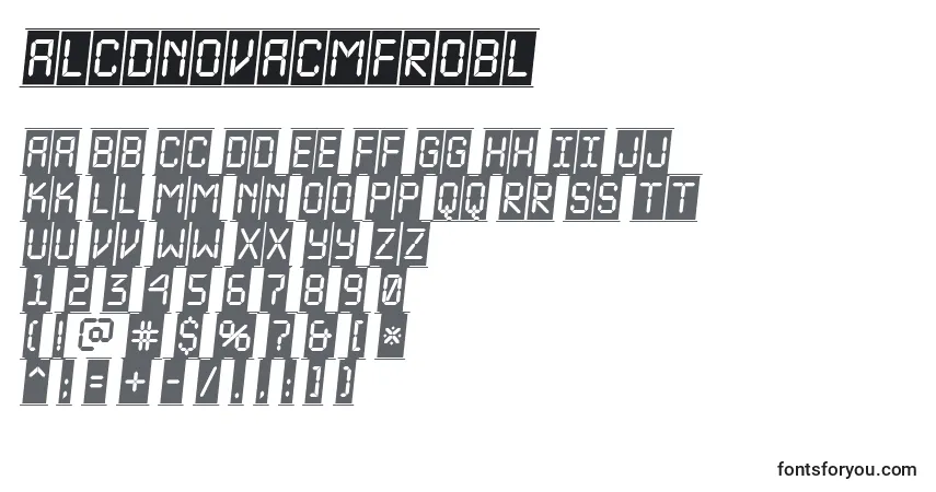 Czcionka ALcdnovacmfrobl – alfabet, cyfry, specjalne znaki