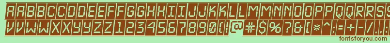 Шрифт ALcdnovacmfrobl – коричневые шрифты на зелёном фоне