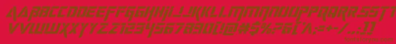 deceptibotssuperital-Schriftart – Braune Schriften auf rotem Hintergrund