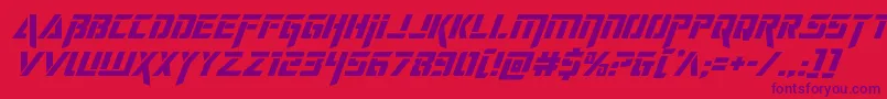deceptibotssuperital-Schriftart – Violette Schriften auf rotem Hintergrund
