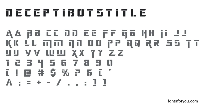 Czcionka Deceptibotstitle – alfabet, cyfry, specjalne znaki