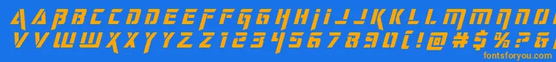 フォントdeceptibotstitleital – オレンジ色の文字が青い背景にあります。