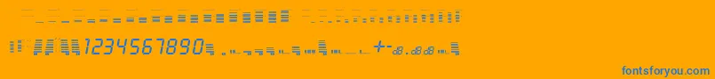 decibel dingbats-Schriftart – Blaue Schriften auf orangefarbenem Hintergrund