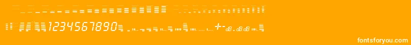 decibel dingbats-Schriftart – Weiße Schriften auf orangefarbenem Hintergrund