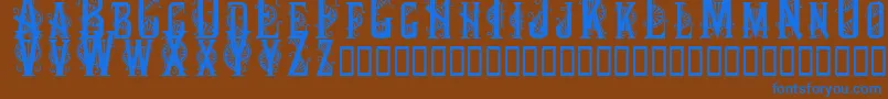 Decocaps Font – Blue Fonts on Brown Background