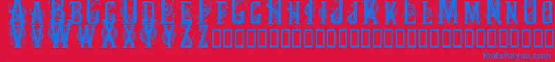 Decocaps Font – Blue Fonts on Red Background