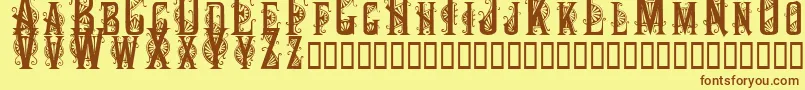 Decocaps Font – Brown Fonts on Yellow Background