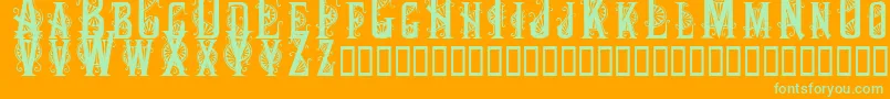 Decocaps-Schriftart – Grüne Schriften auf orangefarbenem Hintergrund