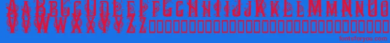 Decocaps Font – Red Fonts on Blue Background