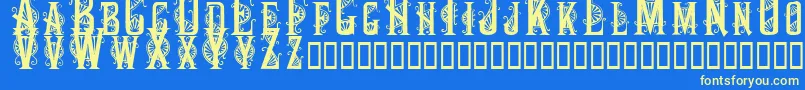 Decocaps Font – Yellow Fonts on Blue Background