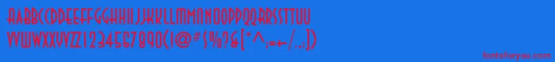DecoTech TL Font – Red Fonts on Blue Background