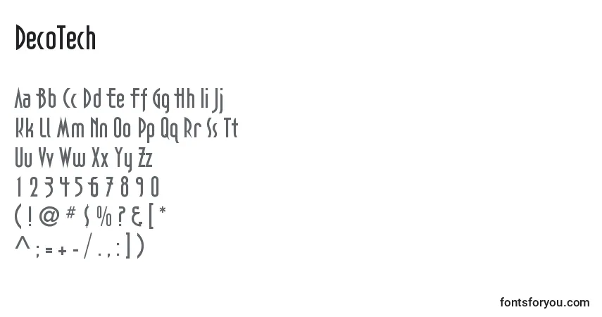 Schriftart DecoTech (124759) – Alphabet, Zahlen, spezielle Symbole