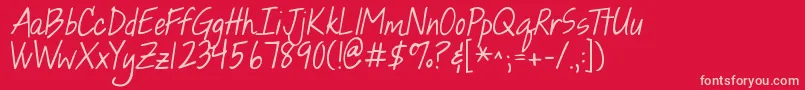 Czcionka Kghopeforacure – różowe czcionki na czerwonym tle