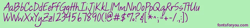 Kghopeforacure-fontti – violetit fontit vihreällä taustalla